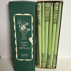 Patrician Green Box 0f 12 Hand Dipped Candles Classic 18" Dripless Smokeless